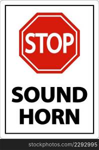 2-Way Stop Sound Horn Sign On White Background