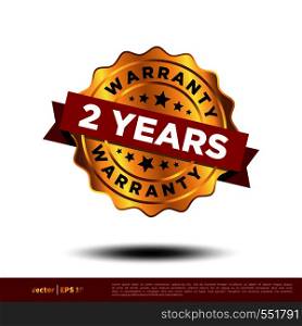 2 Years Warranty Gold Seal Stamp Vector Template