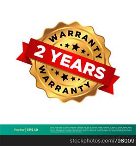 2 Years Warranty Gold Seal Stamp Vector Template Illustration Design. Vector EPS 10.