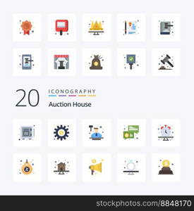 20 Auction Flat Color icon Pack like clock messages auction keynote trade
