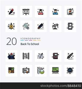 20 Back To School Line Filled Color icon Pack like remover back to school math school book