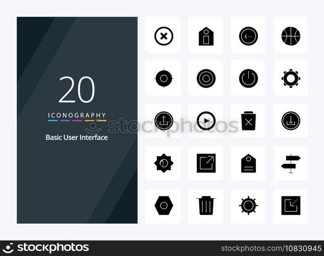 20 Basic Solid Glyph icon for presentation