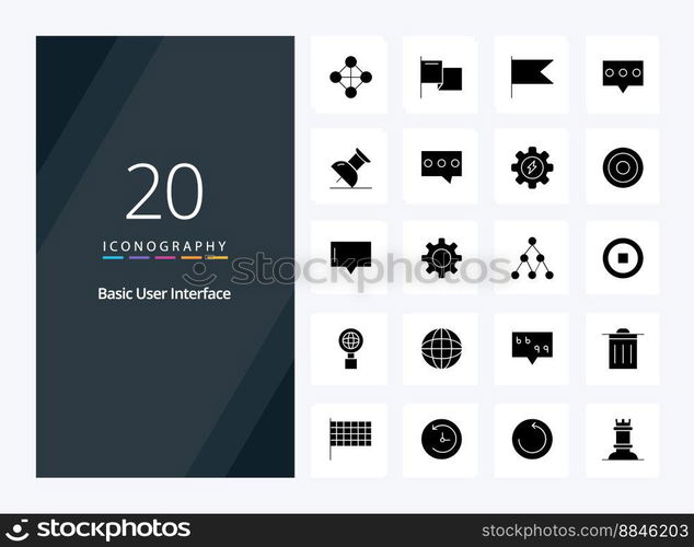 20 Basic Solid Glyph icon for presentation