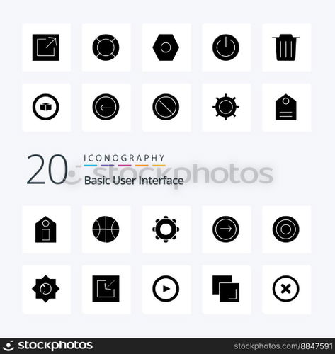 20 Basic Solid Glyph icon Pack like setting user basic line basic