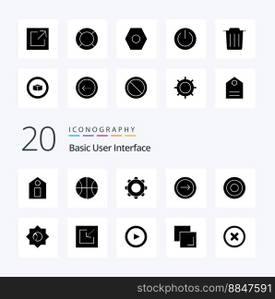20 Basic Solid Glyph icon Pack like setting user basic line basic