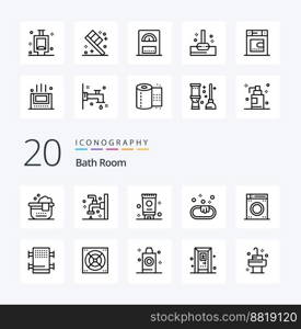 20 Bath Room Line icon Pack like rack machine cream washing clean