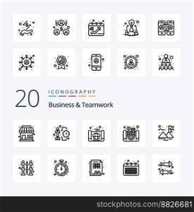 20 Business And Teamwork Line icon Pack like flag asset business money cash
