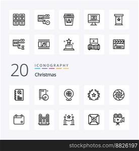 20 Christmas Line icon Pack like entertainment films dvd stare cinema