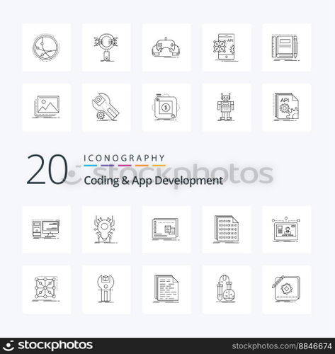 20 Coding And App Development Line icon Pack like coding binary virus program operational