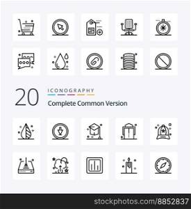 20 Complete Common Version Line icon Pack like accessories fashion pointer belt hat