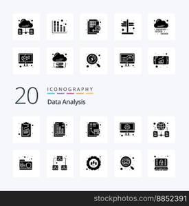 20 Data Analysis Solid Glyph icon Pack like data setting database management develop