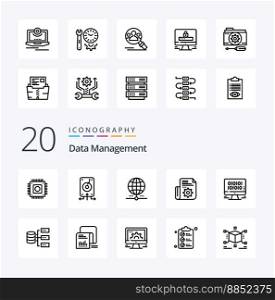 20 Data Management Line icon Pack like  data  file  worldwide  earth
