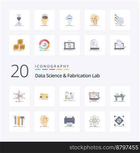 20 Data Science And Fabrication Lab Flat Color icon Pack like tools engineering tech workshop diy