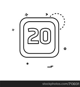 20 Date Calender icon design vector