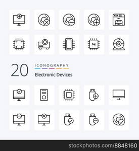 20 Devices Line icon Pack like disc computers gadget hardware devices