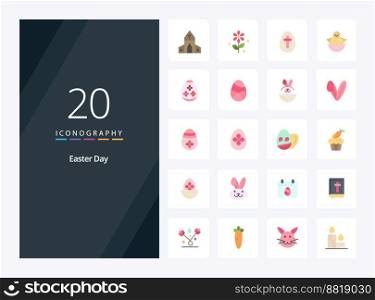 20 Easter Flat Color icon for presentation