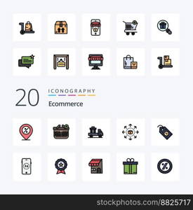 20 Ecommerce Line Filled Color icon Pack like ecommerce shopping add eshop truck