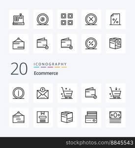 20 Ecommerce Line icon Pack like email e sent commerce shopping