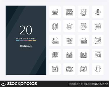 20 Electronics Outline icon for presentation