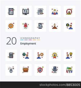 20 Employment Line Filled Color icon Pack like employee medal developer employee avatar