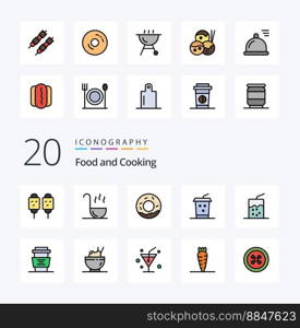 20 Food Line Filled Color icon Pack like beverages drink bread cocktail drink