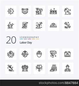 20 Labor Day Line icon Pack like  labor  gear  helmet  cap