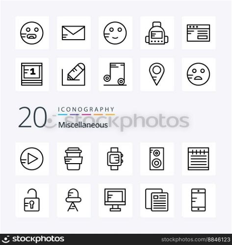 20 Miscellaneous Line icon Pack like diode study study unlock study education