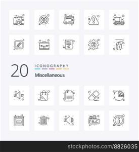 20 Miscellaneous Line icon Pack like pie remover attach rubber clear