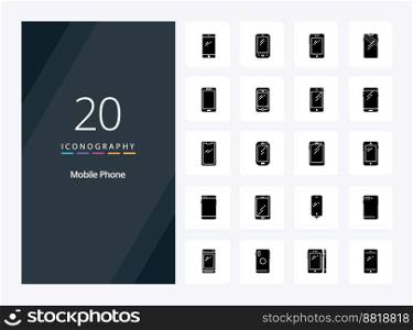 20 Mobile Phone Solid Glyph icon for presentation