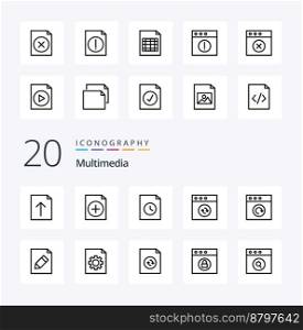 20 Multimedia Line icon Pack like pencil document history reload app