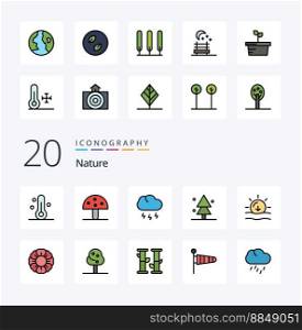 20 Nature Line Filled Color icon Pack like thermometer nature nature summer nature