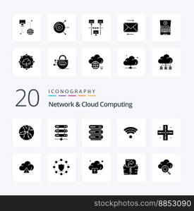 20 Network And Cloud Computing Solid Glyph icon Pack like computing alert technology cloud location