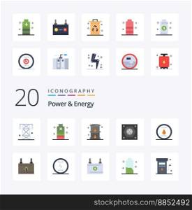 20 Power And Energy Flat Color icon Pack like plug electric low power gas