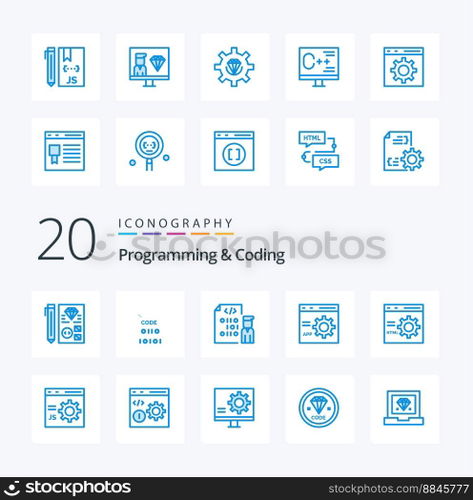 20 Programming And Coding Blue Color icon Pack like develop browser development programming development