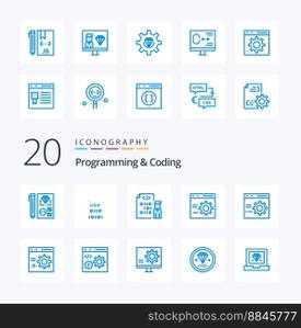 20 Programming And Coding Blue Color icon Pack like develop browser development programming development