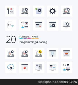20 Programming And Coding Flat Color icon Pack like error develop development development coding