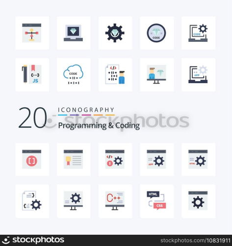 20 Programming And Coding Flat Color icon Pack like file develop page programming develop