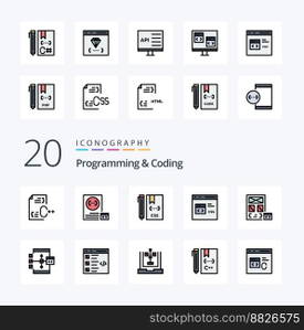 20 Programming And Coding Line Filled Color icon Pack like develop app development development css