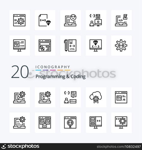 20 Programming And Coding Line icon Pack like develop bad development file development