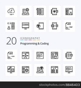 20 Programming And Coding Line icon Pack like develop business develop laptop develop