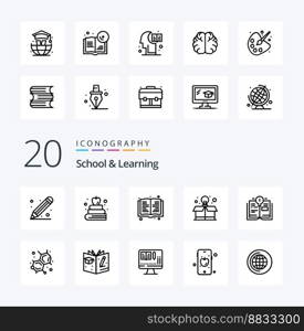 20 School And Learning Line icon Pack like education book read education box