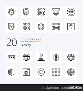 20 Security Line icon Pack like lock shield world sheriff security
