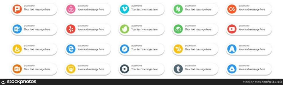 20 Social Media Follow Button and text place.like adwords. browser. envato. safari. feedburner