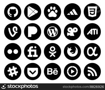 20 Social Media Icon Pack Including app net. firefox. wordpress. odnoklassniki. flickr