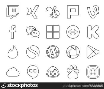 20 Social Media Icon Pack Including apps. picasa. microsoft. cms. simple