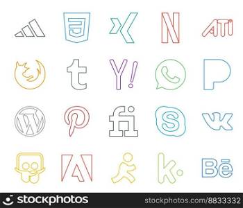20 Social Media Icon Pack Including chat. fiverr. yahoo. pinterest. wordpress
