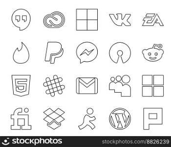 20 Social Media Icon Pack Including gmail. slack. sports. html. open source