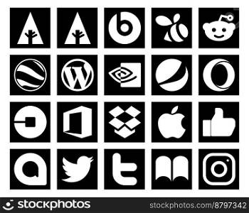 20 Social Media Icon Pack Including google allo. apple. pepsi. dropbox. driver