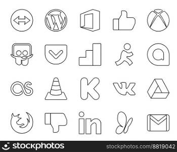 20 Social Media Icon Pack Including google drive. kickstarter. google analytics. player. vlc