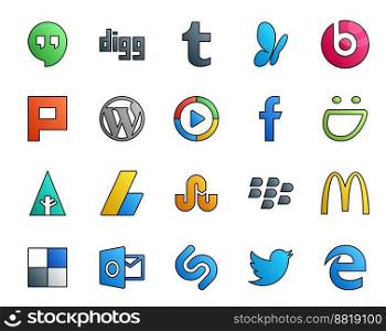 20 Social Media Icon Pack Including mcdonalds. stumbleupon. windows media player. ads. forrst